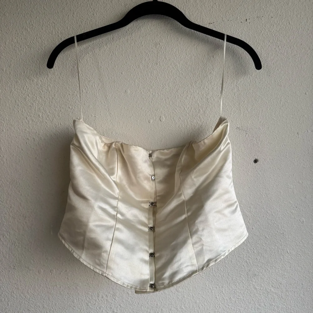 Reformation x New York City Ballet Jaclyn Cream Satin corset Top size 8 - Picture 3 of 7